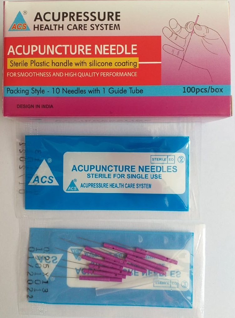 ACS Acupuncture Needles10With 1Tube.5''/.25x13mm-Plastic Handle-100pc 