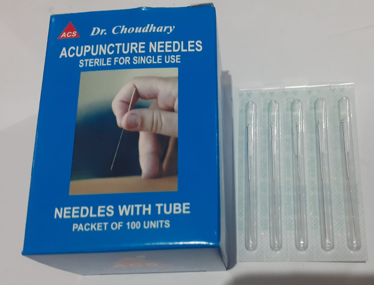 ACS Acupuncture Needles With Tube .2''/.25x60mm Silver Handle -100pc 